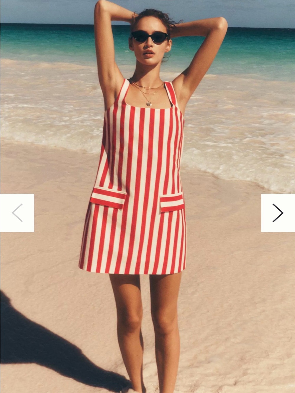 Maeve Square-Neck Shift Dress Medium Color: Red/Ivory Stripe NWT